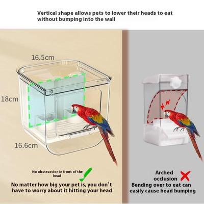 Double Slot Bird Automatic Feeder Large Capacity Splash Proof Hanging Cage Automatic Feeding Device Transparent Food Dispenser