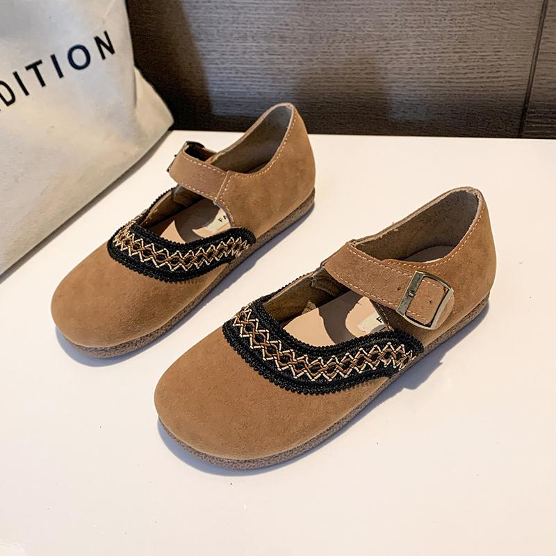 

Модные ретро туфли Мэри Джейн из мягкой искусственной кожи, женские этнические туфли-балетки с вышивкой, женские туфли-лоферы с круглым носком и ремешком с пряжкой 40 верблюд