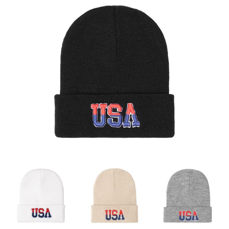 Unisex Trendy USA Letter Embroidery Knit Hat - Autumn/Winter European/American Style