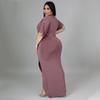 Fashion Plus Size Women's Sexy Nightclub Irregular Split V-Neck Dress