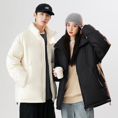 Men's Winter Solid Color Fashion Couple 90% Down Jacket Stand Collar Thickened Warm Casual Trendy Bakery Winter Clothes