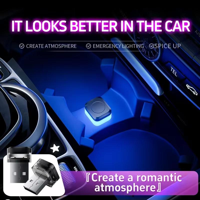 New Car USB Ambient Light Mini LED Decorative Atmosphere Lamps for Auto Interior Environment Light Auto Reading Lamp Plug Play
