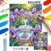 Oil Painting by Numbers Kit Hand Painting Iris Flower Fountain Landscape Home Decoration Painting with Family 112 Characters