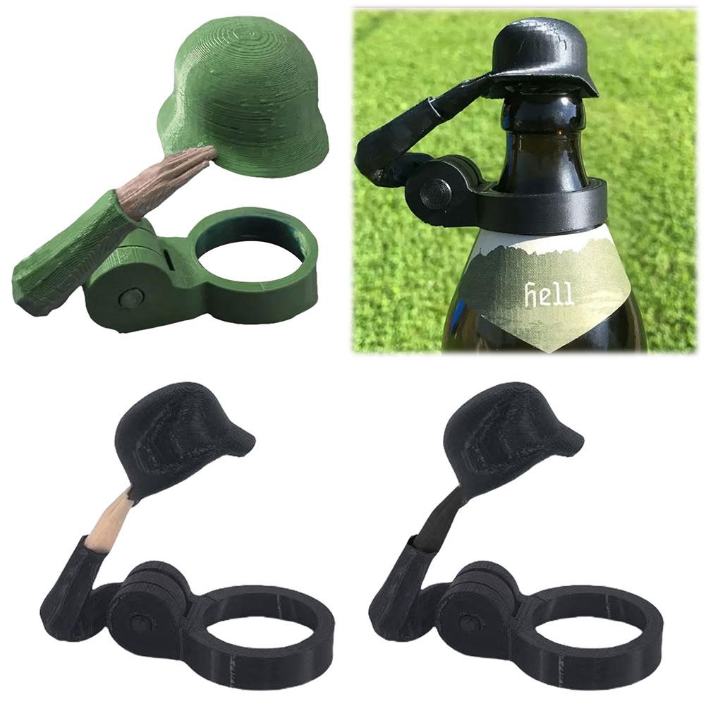 Soldier Salute Beer Bottle Helmet Reusable Funny Beer Bottle Cap Fun Wine Accessories Gift for Friends Family, 1 Count / Pack