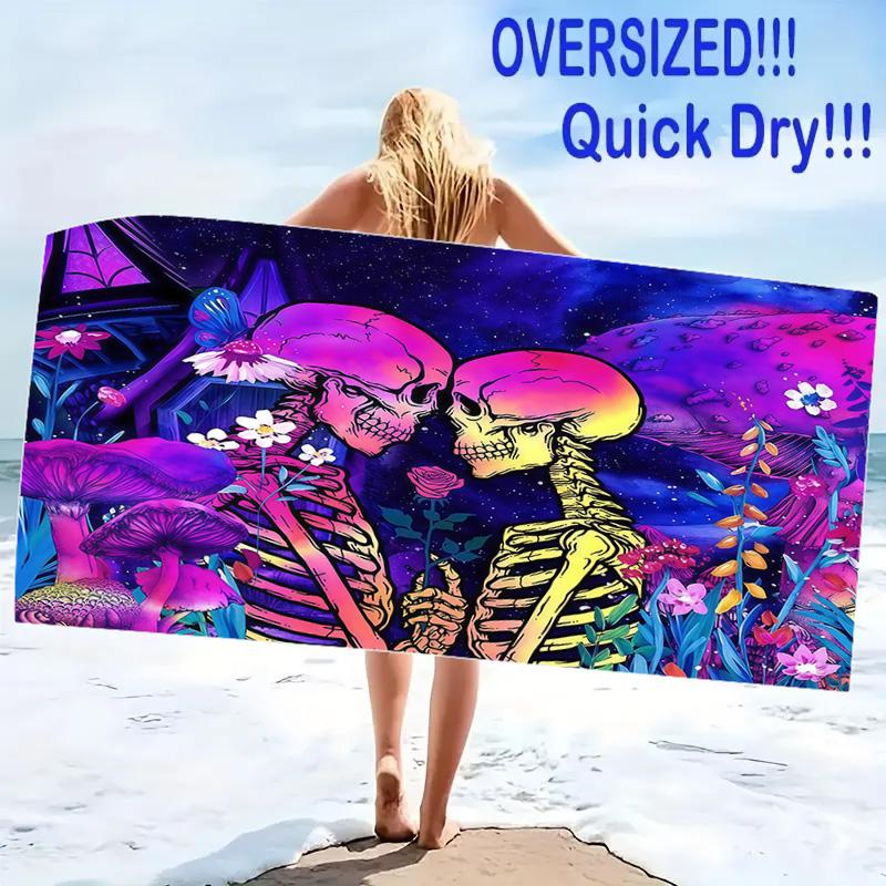Love u to the Death Skull ( Print Beach Towel, Large Soft Quick Dry Towel for Beach Camping Swimming