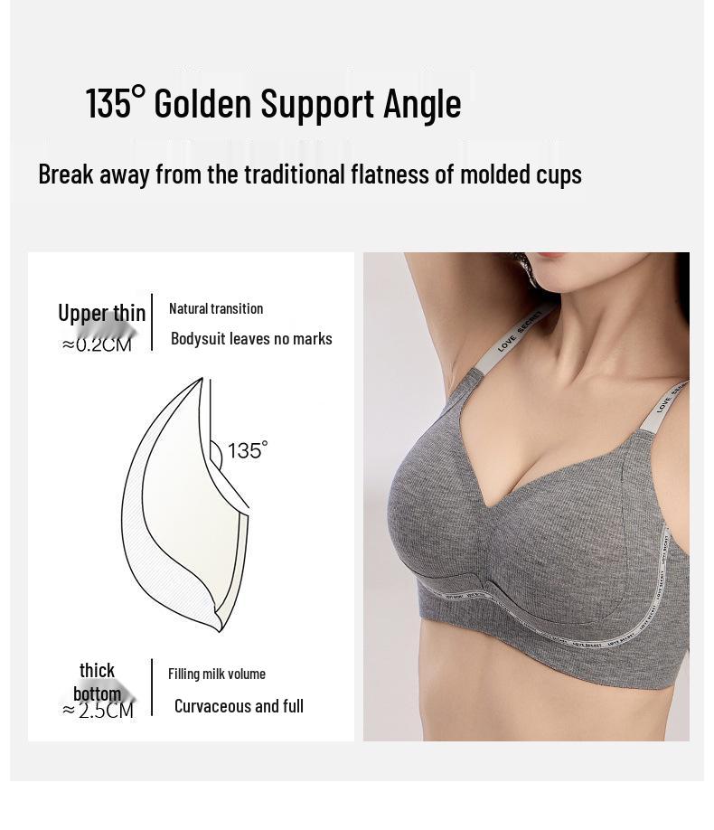 Seamless Push-Up Bra for Women: Anti-Sagging Support, No Underwire, Letter Strap, Enhances Small Chest