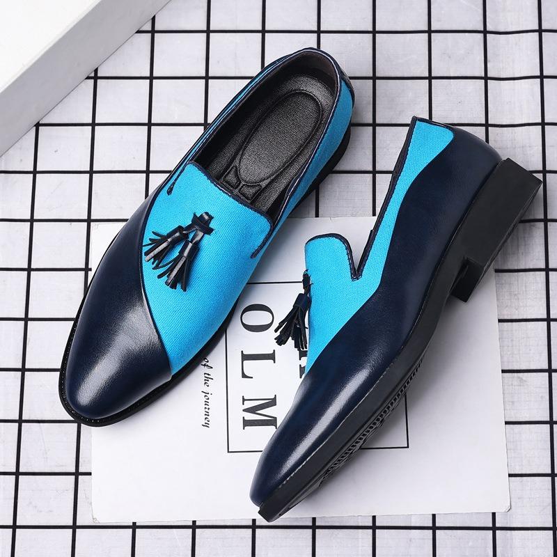 Men Business Dress Shoes Male Casual Shoes Luxury Leather Tassel Loafers Fashion Pointed Toe Small Heel Bridegroom Wedding Shoes