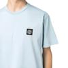 STONE ISLAND Logo Jednolity Kolor Okrągły Dekolt Sweter Prosty Krój Krótki Rękaw Koszulka Męskie Góry Jasnoniebieski 791524113-V0041