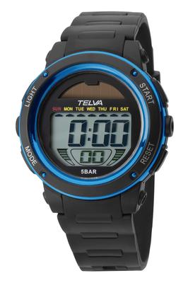 CREPHA Digital Solar Watch with Day of the 5 ATM Water [CREPHA] Date, Week, Resistance, Backlight, Alarm, Stopwatch, Black/Blue, Men's TE-D192-BL