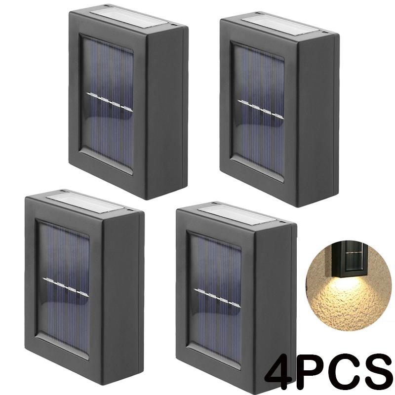 8PCS LED Solar Wall Lamp Outdoor Waterproof Up and Down Lighting Garden Decoration Solar Lights Stairs Fence Sunlight Lamp