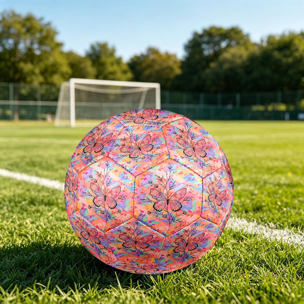1pc Butterfly Garden Dreams Theme Soccer Ball Football, Size 5, Lightweight PVC, Outdoor Training Soccer Ball,Gift J6142