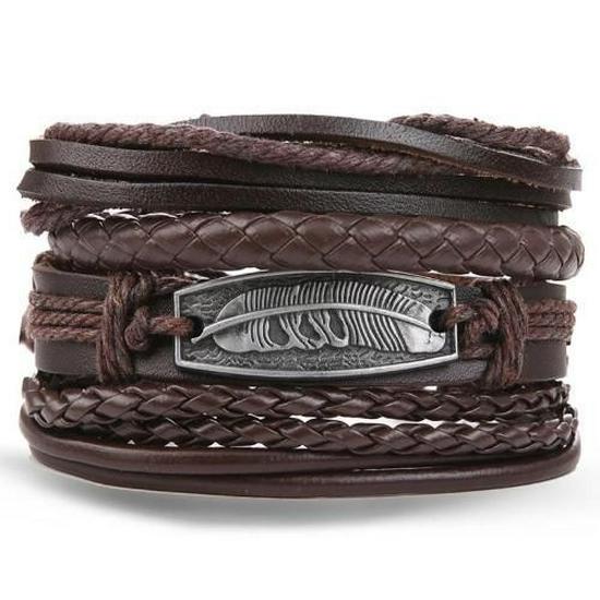 Schmetterling Stern Mond Anhänger Vintage Mehrschichtiges Lederarmband