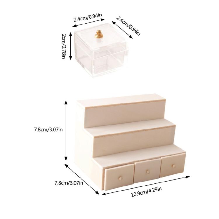 1:12 Scale Wood Tiered Display Rack Cabinet for Miniature Market and Exhibition Use Doll House Decoration Furniture
