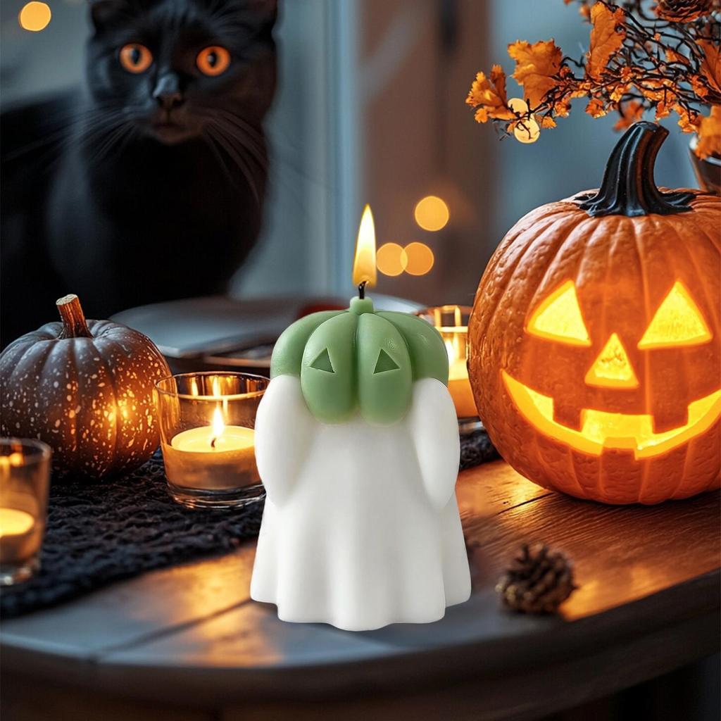Halloween Ghost Aromatherapy Candle Mold Pumpkin Ghost Shape Plaster Mould Gypsum Ornament Cement Candle Wax Mold Decoration