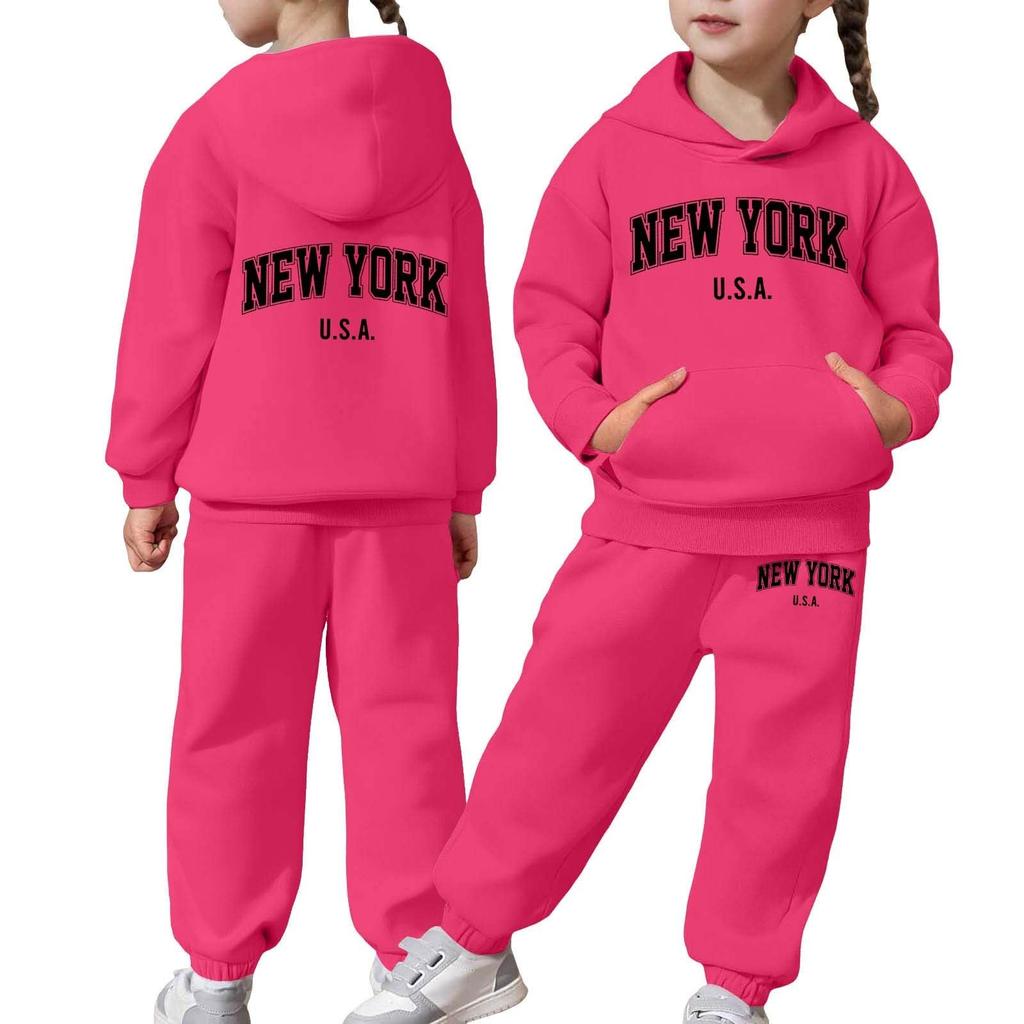 Boys Girls Sweatsuit Clothing Hooded Sweatshirt Jogging Sweatpants Tracksuits Set Fashion Outfit