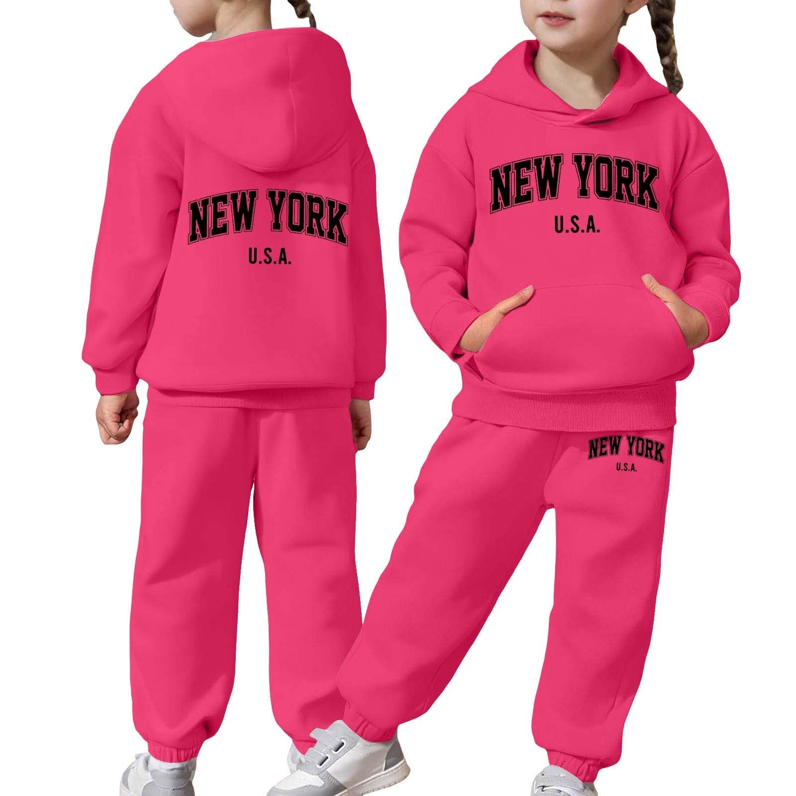 

Boys Girls Sweatsuit Clothing Hooded Sweatshirt Jogging Sweatpants Tracksuits Set Fashion Outfit 130