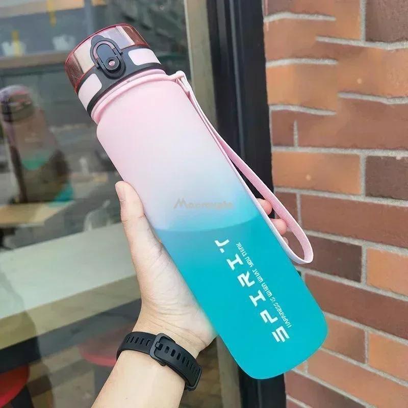 

New Model 650ml Liter Large Capacity Sports Water Bottle Leak Proof Colorful Plastic Cup Drinking Outdoor Travel Portable