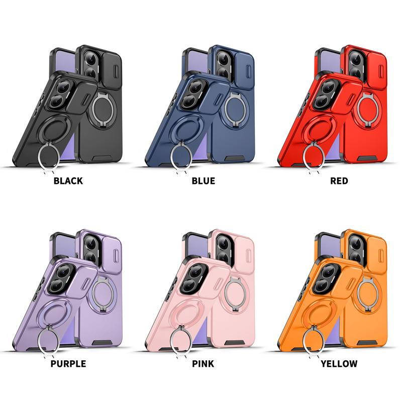 For Xiaomi POCO F7 Case Heavy Duty PC+TPU Ring Car Mount Magnetic Stand Slide Camera Cover for Redmi Turbo 4 Pro