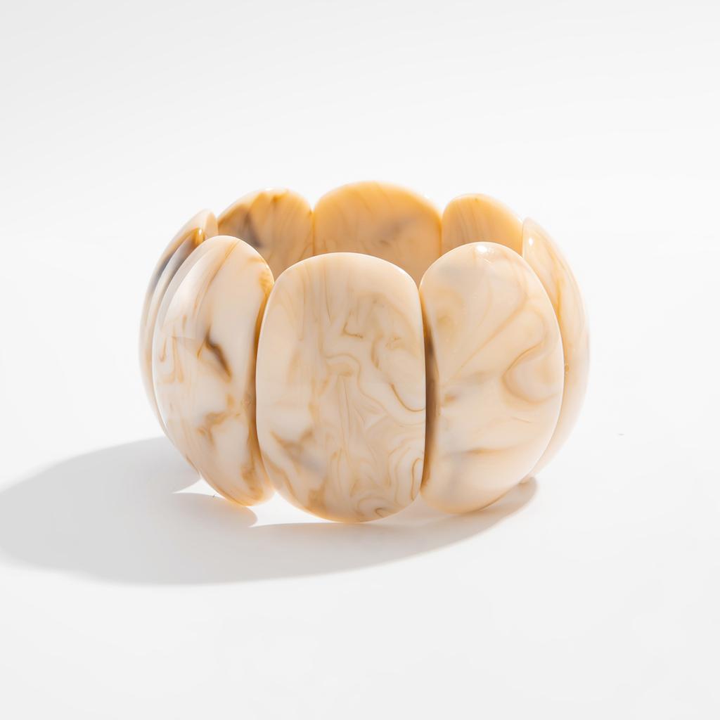 Salircon 3 Styles Bohemian Beige Wide Resin Acrylic Smudging Bangles for Women Punk Geometric Arm Bracelet Aesthetic Y2K Jewelry