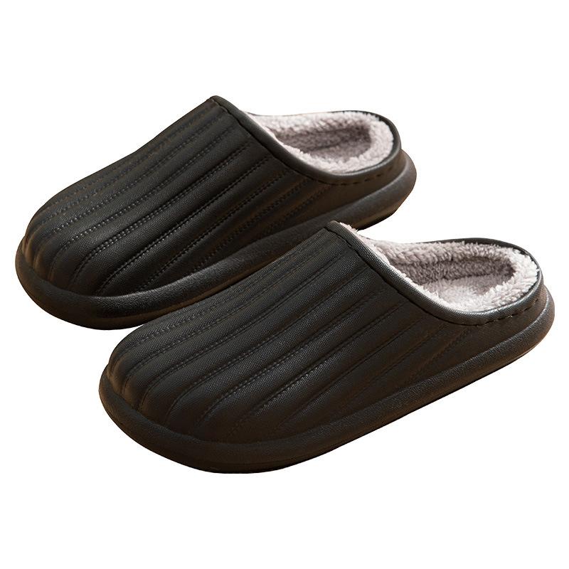Waterproof cotton slippers home indoor and outdoor warm plush men's and women's simple autumn and winter light cotton shoes