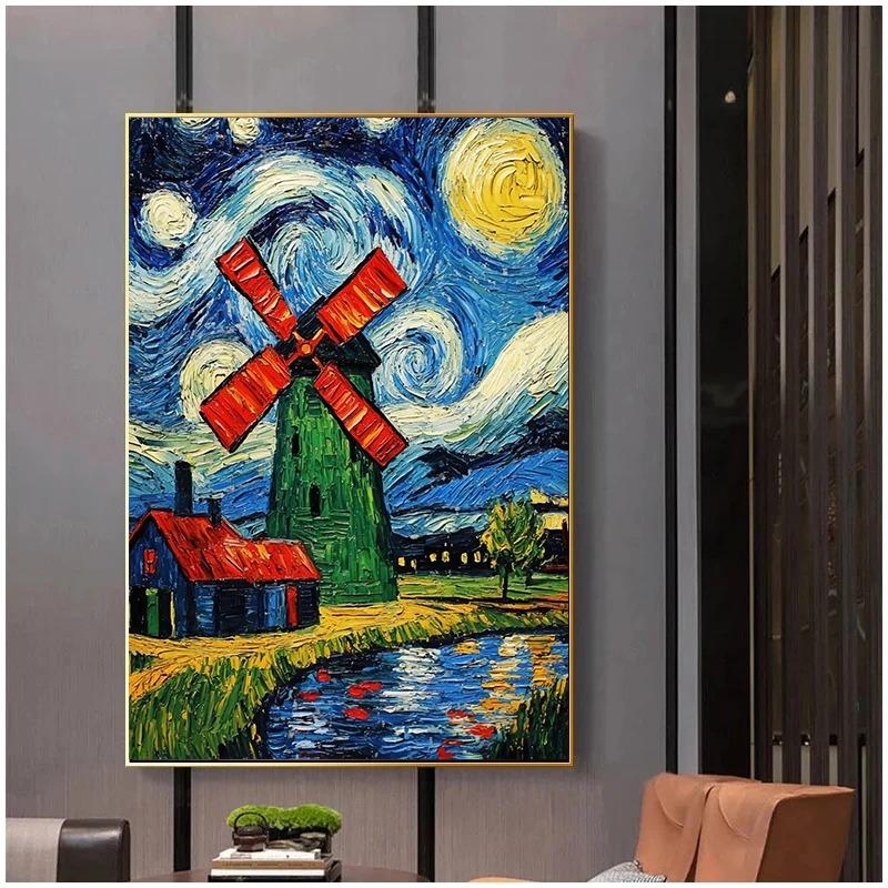 Abstract Van Gogh Landscape Poster Sydney Opera House Starry Night Prints Canvas Painting Wall Art for Home Living Room Decor