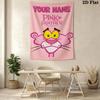 Custom Name Pink Panther Wall Tapestry Aesthetic Wall Hanging Printed Fabric Blanket Decorative Tapestries for Bedroom Living Room Home Decor