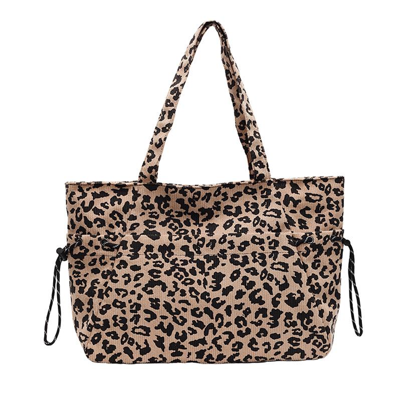 

Новая женская сумка большой вместимости, холщовая сумка-шоппер с леопардовым принтом, универсальная сумка-тоут через плечо, большая сумка, весна-лето 25 лет one size fits all хаки