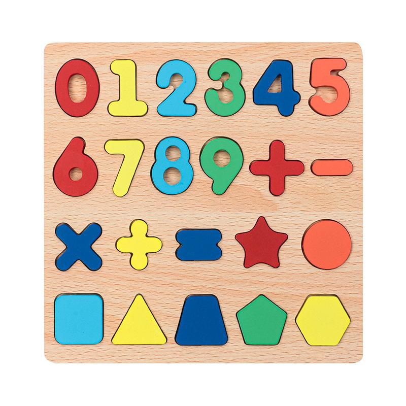 Kids Alphabetic Arithmetic Number Geometric Shapes Wooden Puzzle Montessori Preschool Learning Educational Game Toy for Children