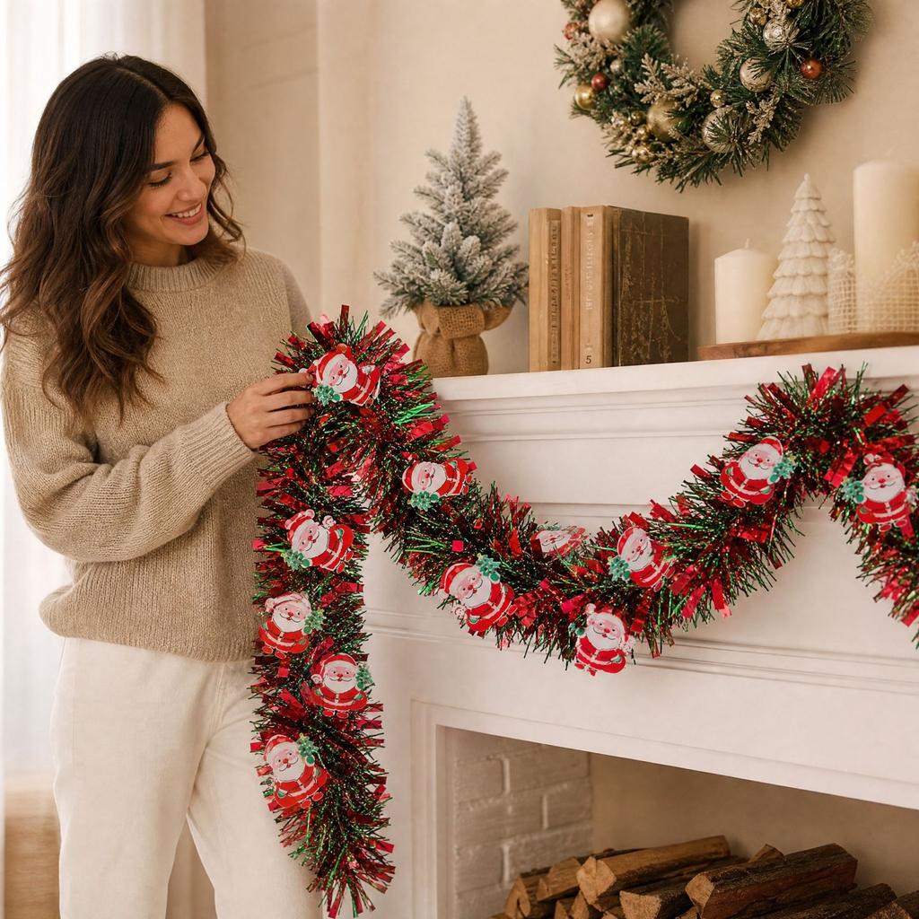 Artificial Christmas Decorative Garland with Festive Colorful Strips for Holiday Party Home Decor