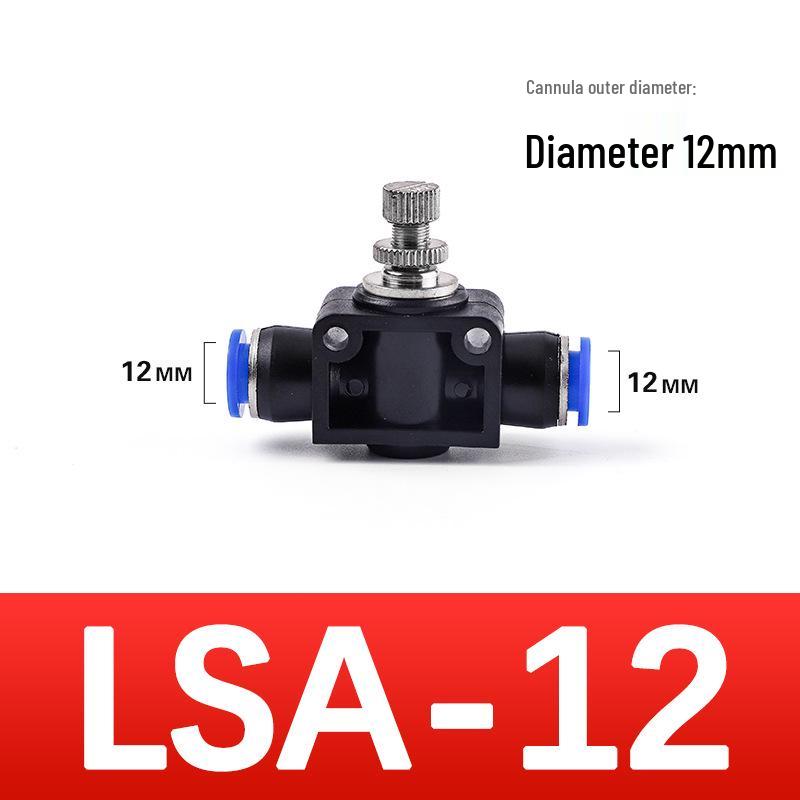 Zawór dławiący do węża pneumatycznego LSA4 PA6, regulacja prędkości, regulowany przepływ, jednokierunkowy zawór odcinający