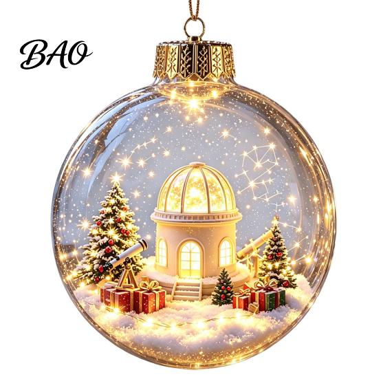 LED Christmas Indoor Decor Lighted Ornaments, 3D Miniature Scene Hanging Balls with Warm Light, Cute Party Supplies Reindeer Penguin Bear Clear