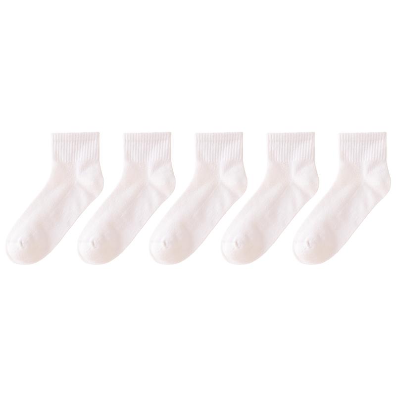 Hongdou Kids' Black & White Sport Mesh Mid-Calf Cotton Socks