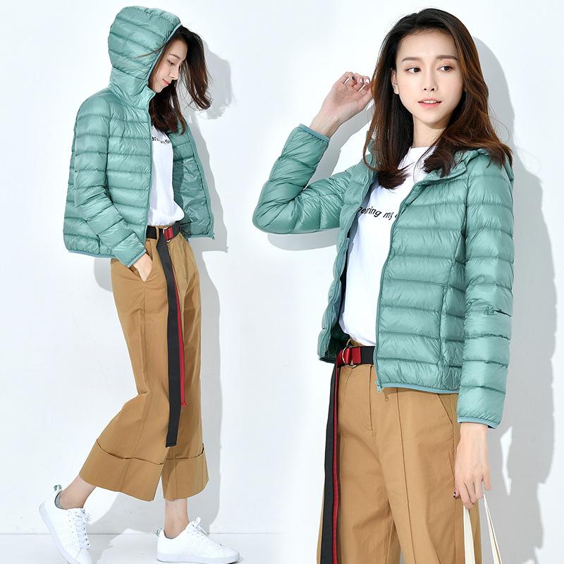 Winter Ultra-thin Down Jacket Women's Light and Short Slim-fit Hooded Large-size Ultra-light and Fattened Couple Slim-fit Jacket