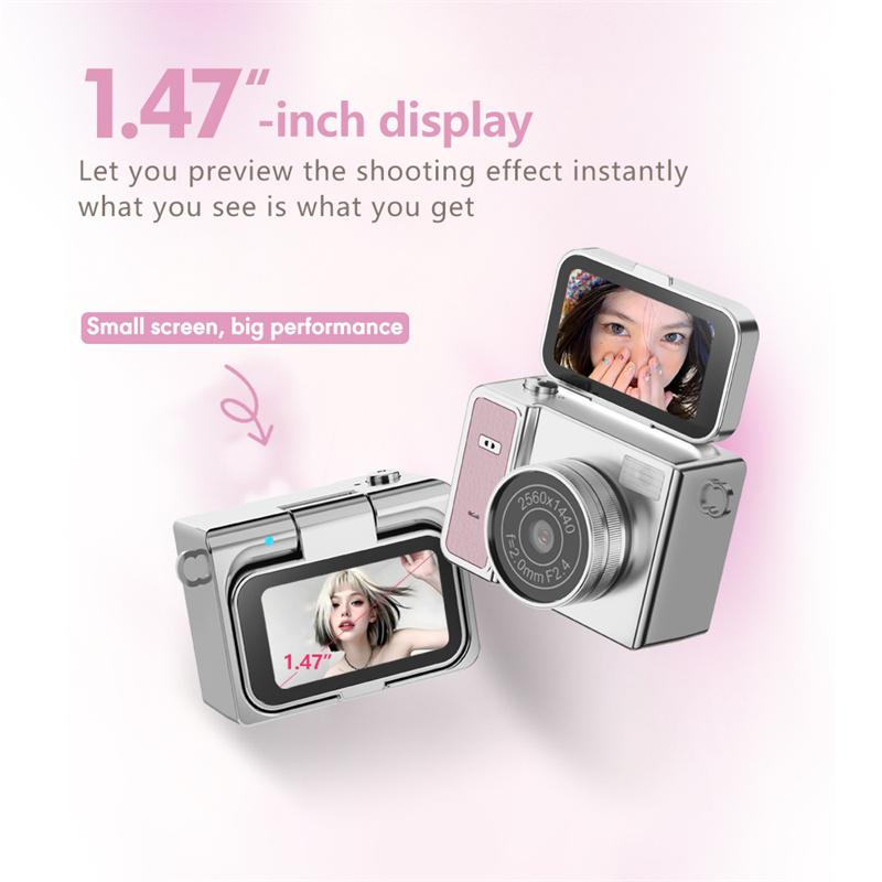S162 Thumb Keychain Camera 1.47-Inch Flip Screen Mini Action Camera Retro Style 2K Very Small Camcorder Video Recorder