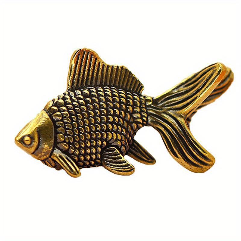 Goldfish Figurines Retro Brass Lucky Animal Statue Ornament Home Decor Desk Decoration Creative Crafts Cute Gifts