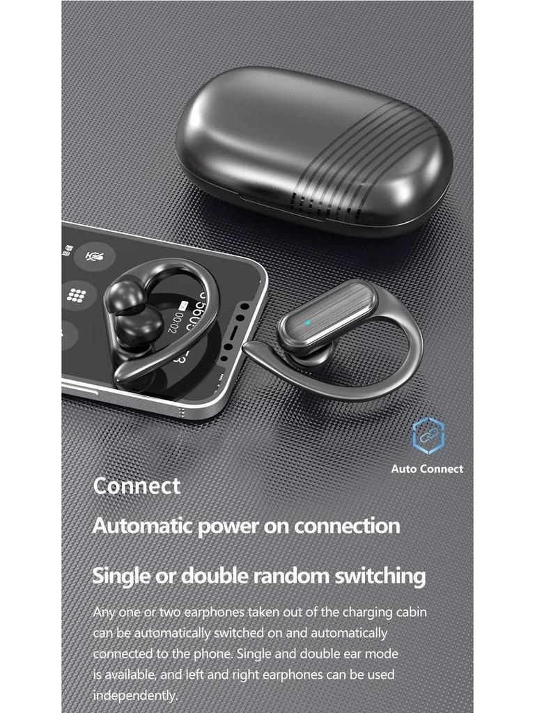 A520 Wireless Bluetooth Sports Ear-Hook Headset: Ultra-Long Battery, Waterproof, Stereo, Open Design.