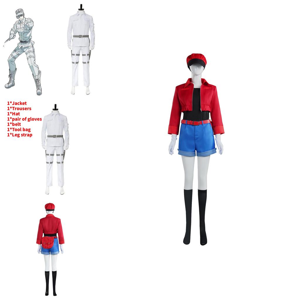 Cells At Work Red White Blood Cell Cosplay Outfit With Polyester Material For Game And Anime Character Role Play