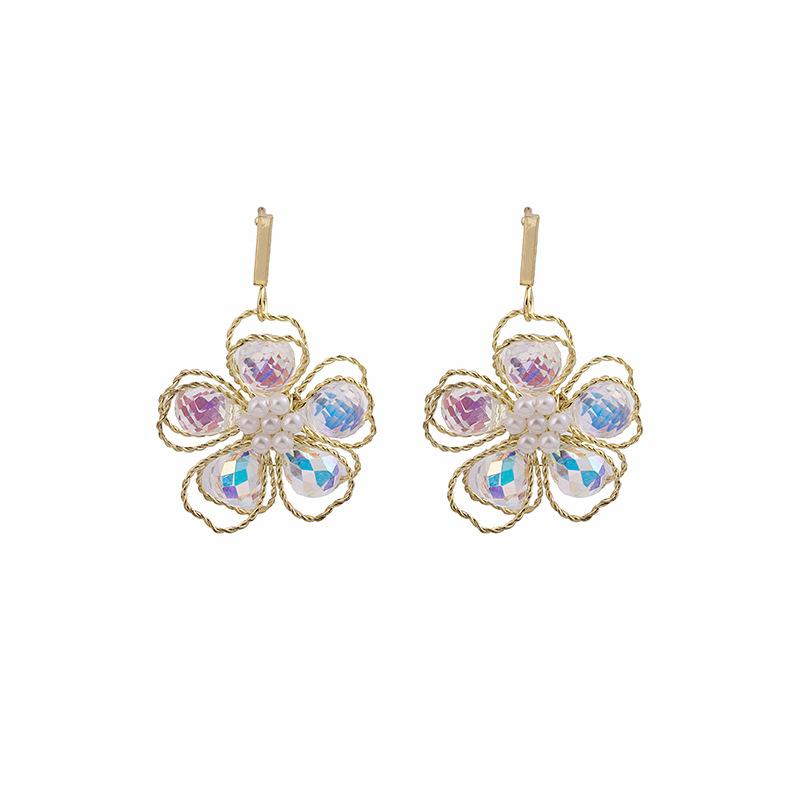 

Symphony Crystal Beaded Flower Stud Earrings Small Fragrant Sweet Creative Design Earrings Women S Jewelry