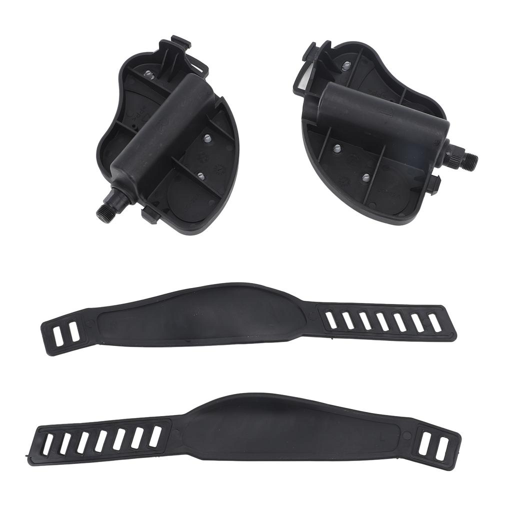 2PCS Exercise Bike Pedals with Straps PP PVC Stainless Steel Universal Adjustable Exercise Bike
