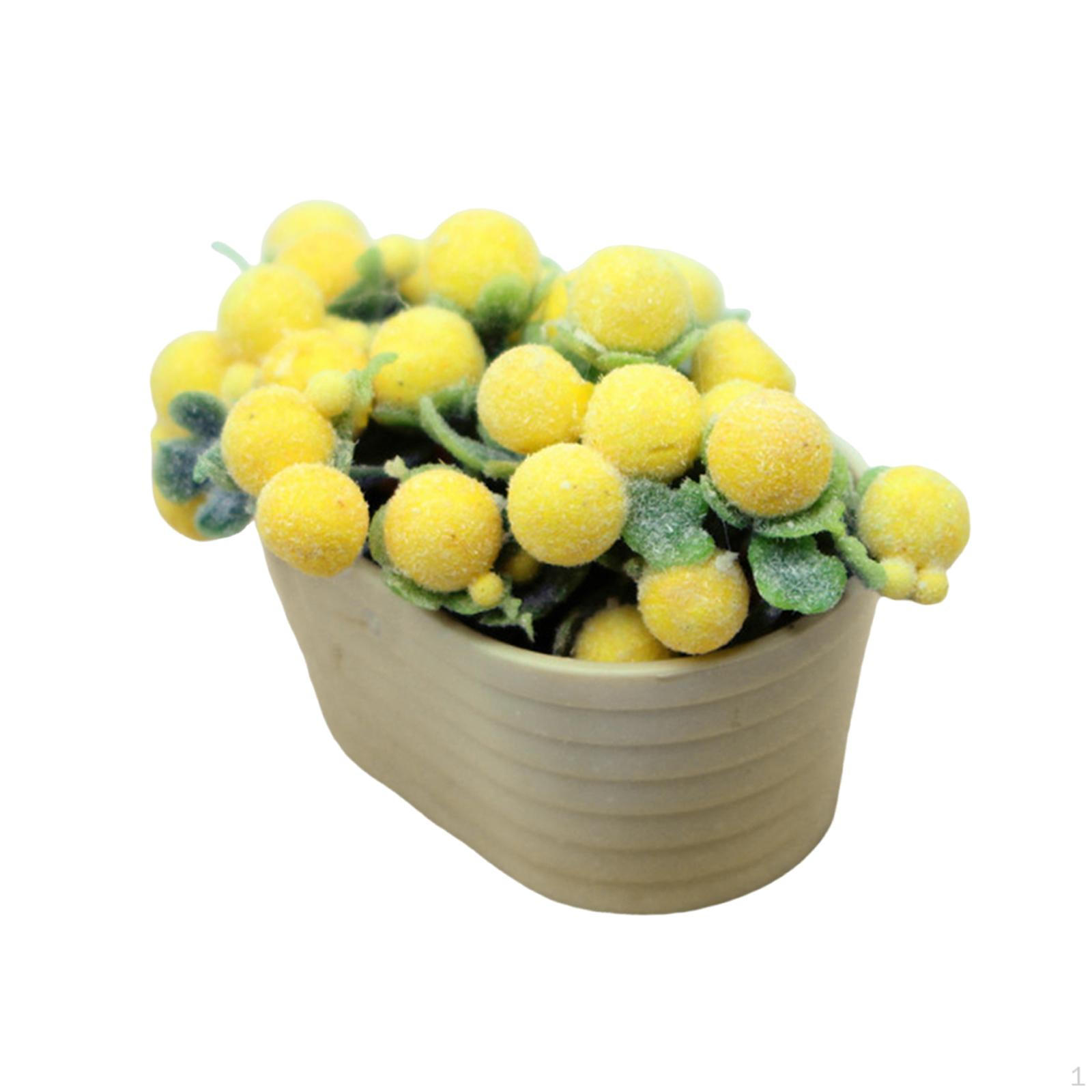 

Искусственные миниатюрные миниатюрные кукольные домики в горшках, аксессуары для растений для кукольного дома масштаба 1/6 1/12 жёлтый