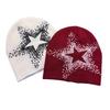 Pentagram Star Knitted Hat Cashmere Y2k Beanie Hat Personality Pullover Cap  Outdoor