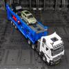 Simulation Engineering Road Double-deck Transport Truck Alloy Model Car Trailer With 4 Cars