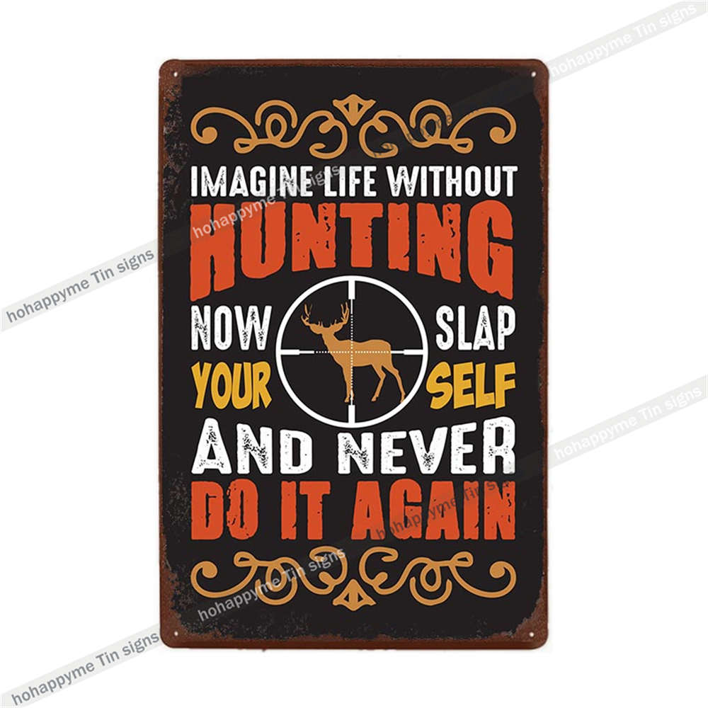 Jagd Metallschild Blechschild Retro Jäger Plakette Eisenmalerei Jagd Poster Geschäft Vintage Wandkunst Dekoration Heimschilder 20x30cm