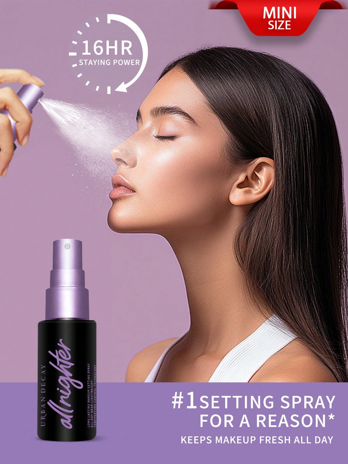 

Увлажняющий фиксирующий спрей с витамином С для всей ночи 15ml Purple