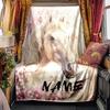 Horse Rider Barn Hair Flowers Sunflower Blanketcustomize Your Name Lightweight Comfortable And Stylish Blanket For Travel Bed Home Chair Office Sofa