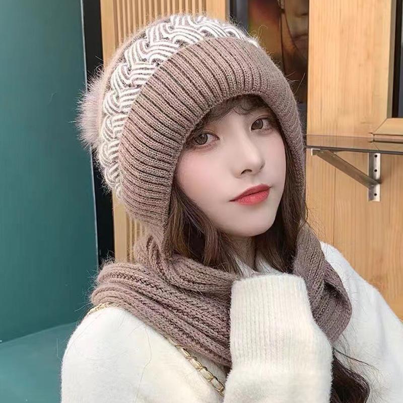The New Hat Scarf Is Integrated And Thickened The Warm And Warm Winter Ears