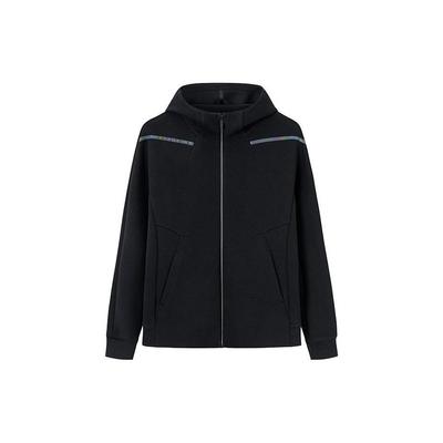 Veste Cardigan à Capuche Fermeture Éclair Unie Femme Veste Noir 162417712-3
