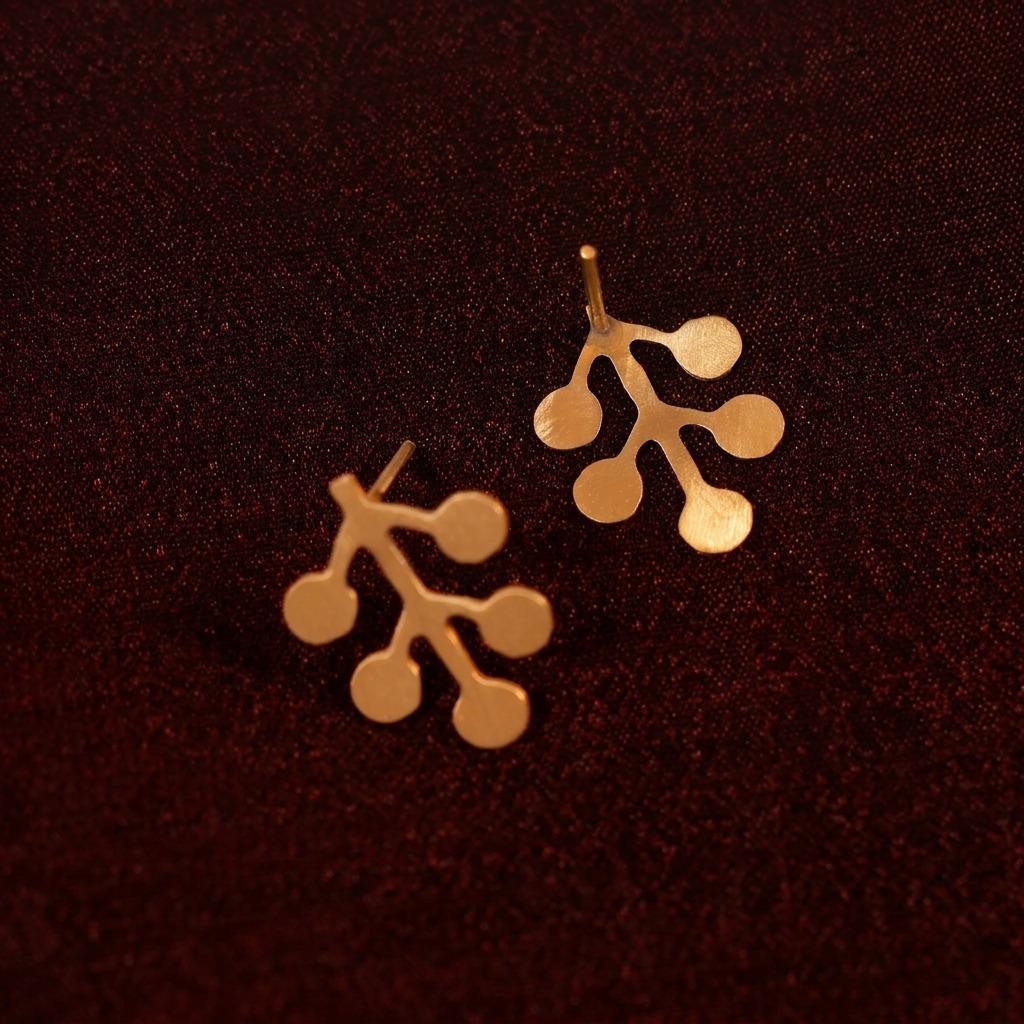 Alma Branch Handmade Brass Earrings