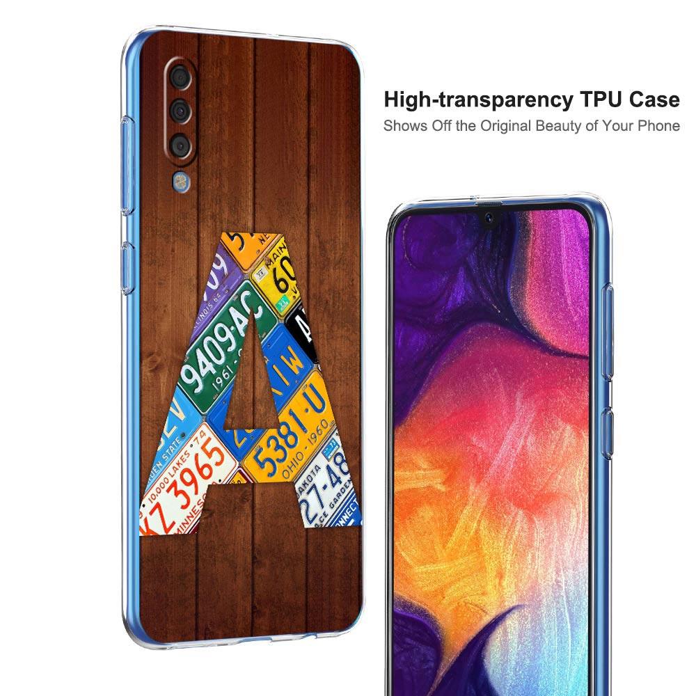 Phone Case For Samsung A14 A50 A70 A30 A40 A20E A10S A20S A02S A04S A12 A22 A32 A34 A42 A52 5G A54 wood License Letters Cover