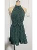 Halter Neck Round Dot Dress Lace Up Ruffle Edge Dress Sleeveless Chiffon Dresses Causal Women Dress